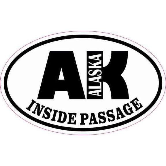 4in x 2.5in Oval AK Inside Passage Alaska Sticker