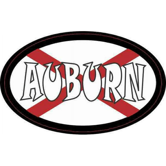 4in x 2.5in Oval Alabaman Flag Auburn Sticker