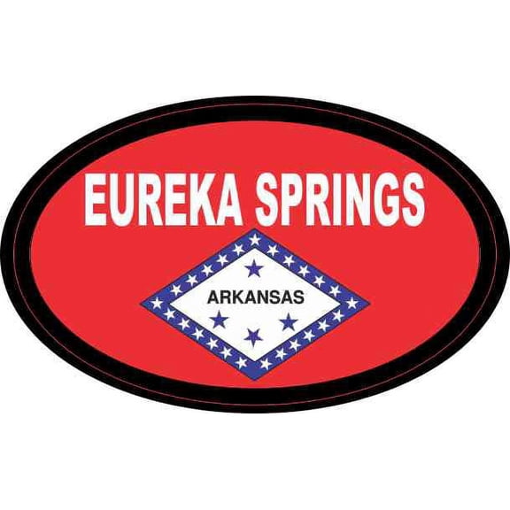 4in x 2.5in Oval Arkansas Flag Eureka Springs Sticker