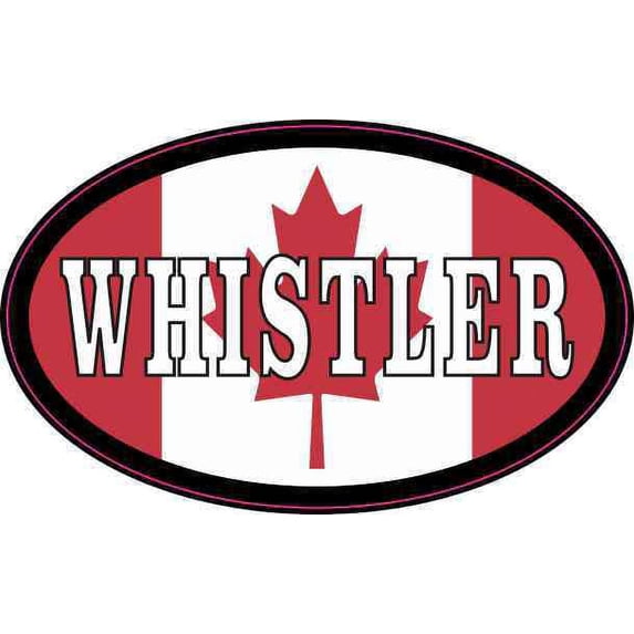 4in x 2.5in Oval Canadian Flag Whistler Vinyl Sticker