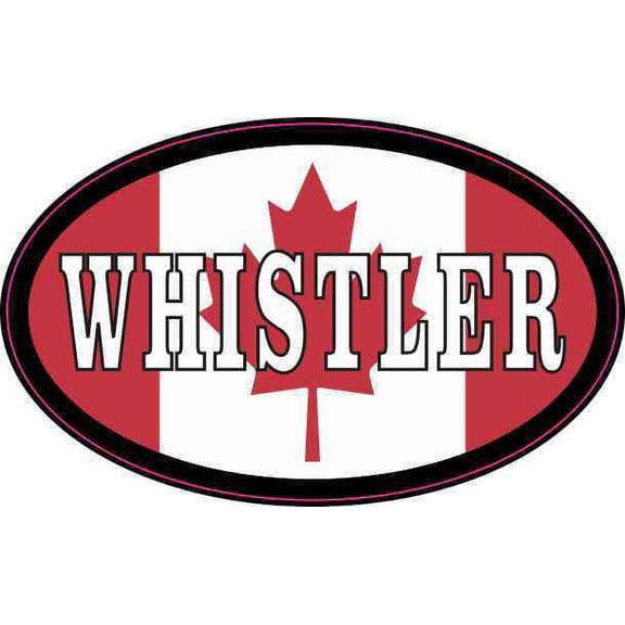 4in x 2.5in Oval Canadian Flag Whistler Vinyl Sticker