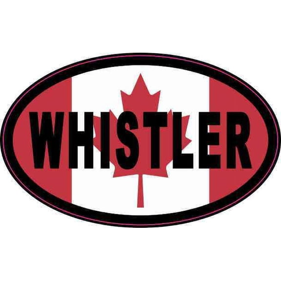4in x 2.5in Oval Canadian Flag Whistler Vinyl Sticker