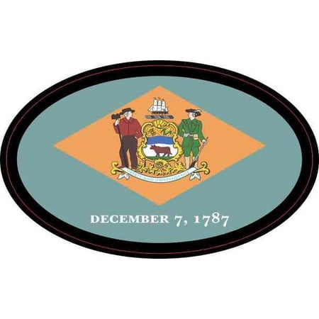 4in x 2.5in Oval Delaware Flag Sticker