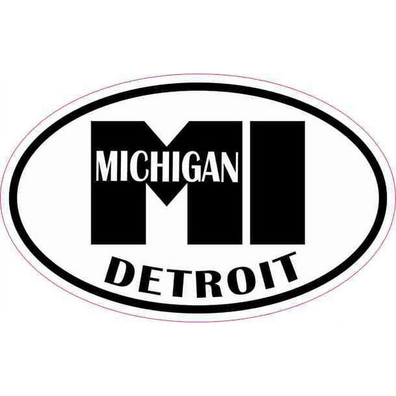 4in x 2.5in Oval Detroit MI Vinyl Sticker