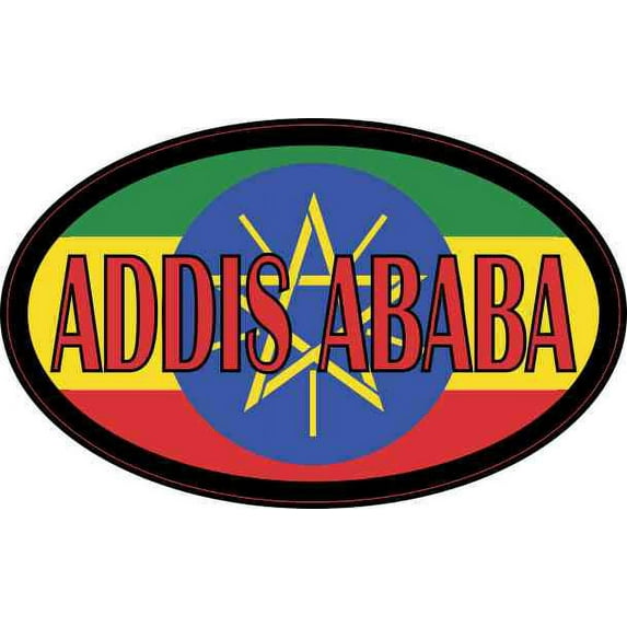 4in x 2.5in Oval Ethiopian Flag Addis Ababa Sticker
