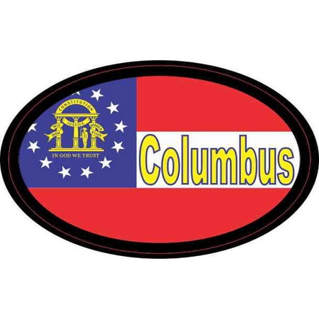 4in x 2.5in Oval Georgia Flag Columbus Sticker