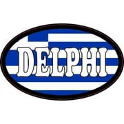 4in x 2.5in Oval Greek Flag Delphi Sticker