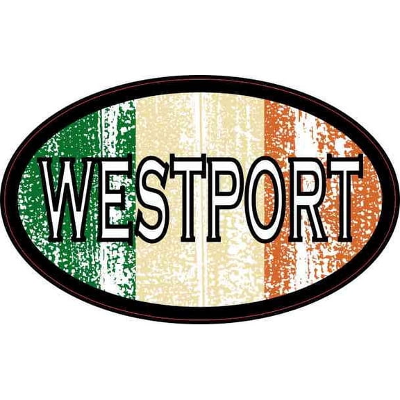 4in x 2.5in Oval Irish Flag Westport Sticker