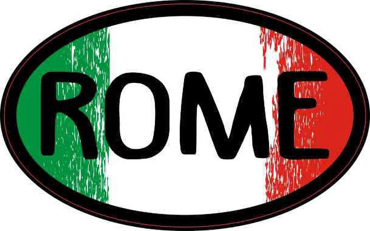 Magnet Oval Italy Over Italian Flag Magnetic Sticker – 3x5 Inch, Vinyl, Waterproof & Scratch Resistant Car Decal