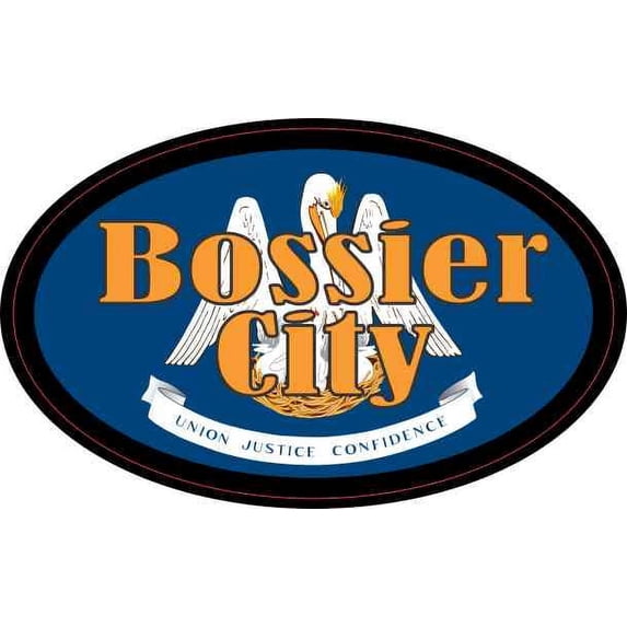 4in x 2.5in Oval Louisiana Flag Bossier City Sticker