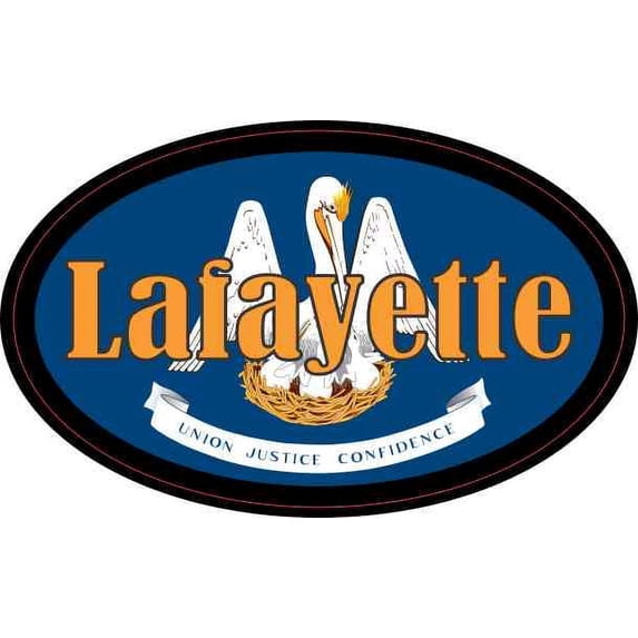 4in x 2.5in Oval Louisiana Flag Lafayette Sticker
