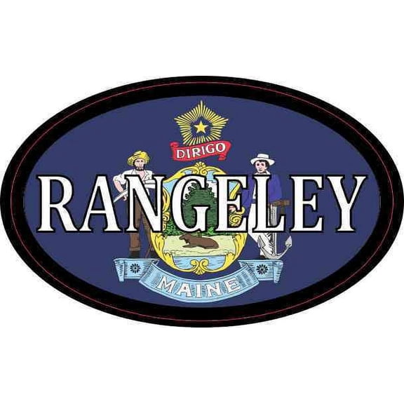 4in x 2.5in Oval Maine Flag Rangeley Sticker
