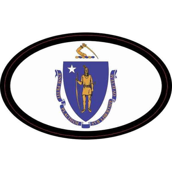 4in x 2.5in Oval Massachusetts Flag Sticker