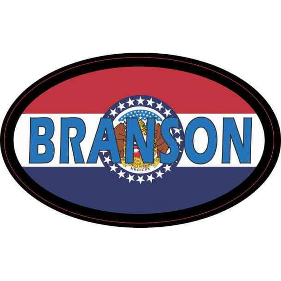 4in x 2.5in Oval Missouri Flag Branson Sticker