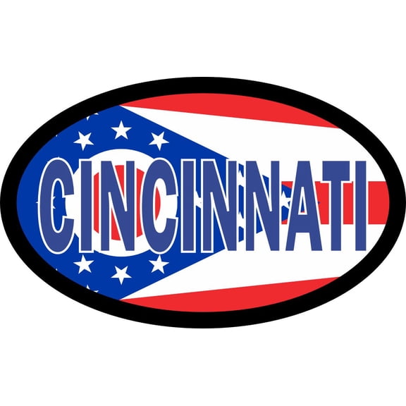 4in x 2.5in Oval Ohio Flag Cincinnati Sticker
