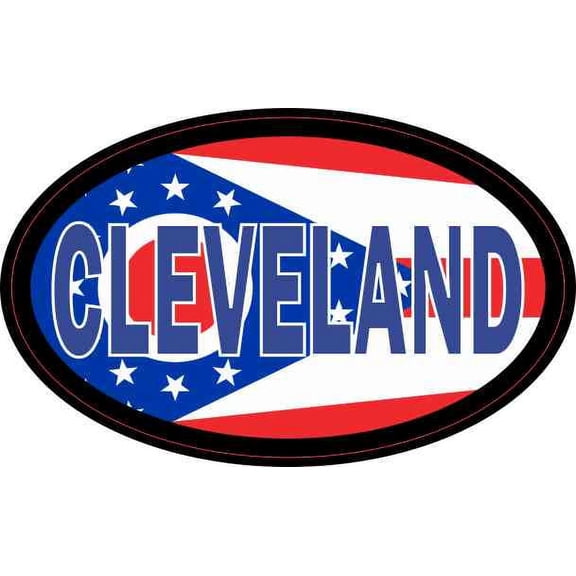 4in x 2.5in Oval Ohio Flag Cleveland Sticker