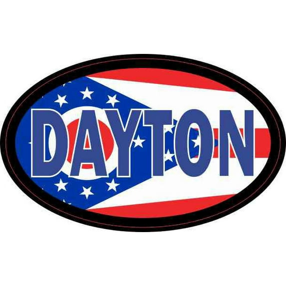 4in x 2.5in Oval Ohio Flag Dayton Sticker