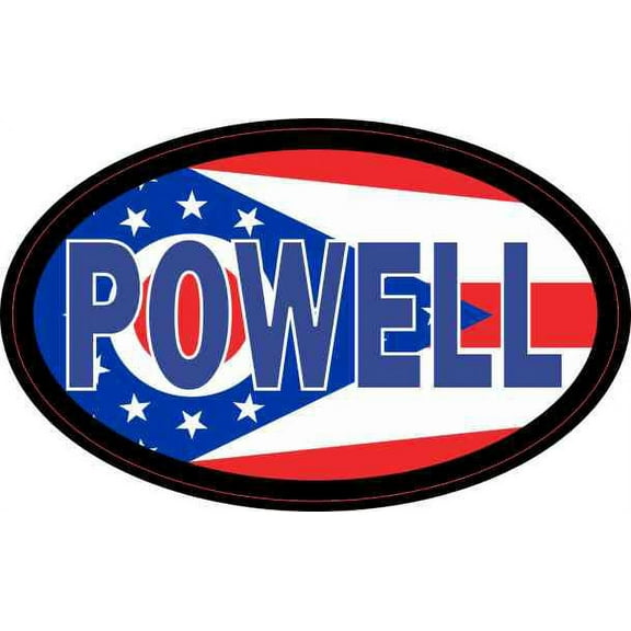 4in x 2.5in Oval Ohio Flag Powell Sticker