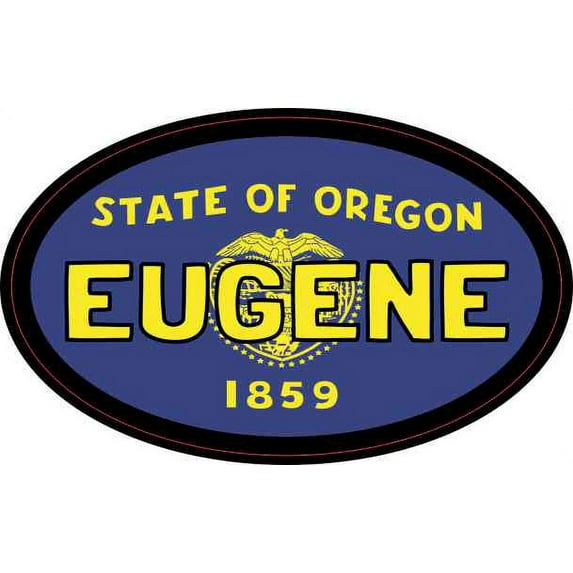 4in x 2.5in Oval Oregon Flag Eugene Sticker