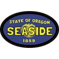 thumbnail image 1 of 4in x 2.5in Oval Oregon Flag Seaside Sticker, 1 of 2