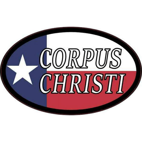4in x 2.5in Oval Texan Flag Corpus Christi Sticker