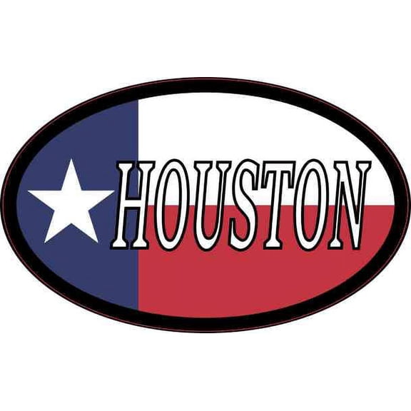 4in x 2.5in Oval Texan Flag Houston Sticker