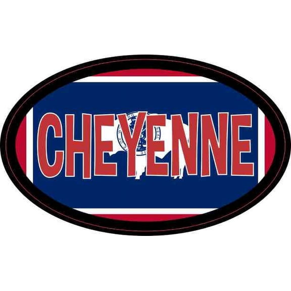 4in x 2.5in Oval Wyoming Flag Cheyenne Sticker