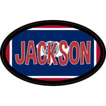 4in x 2.5in Oval Wyoming Flag Jackson Sticker