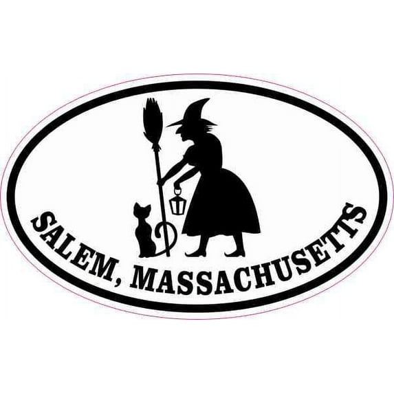 4in x 2.5in Witch Oval Salem Massachusetts Sticker