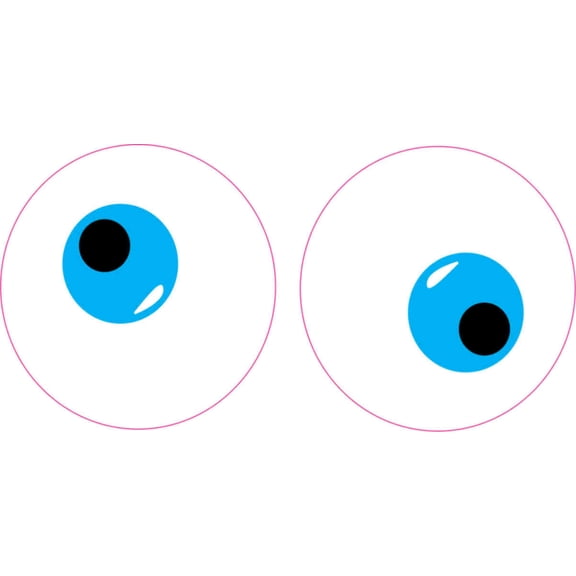 4in x 2in Blue Goofy Eyes Funny Sticker Vinyl Sticker Cup Vehicle Decal