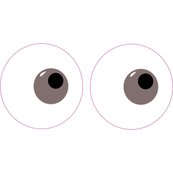 4in x 2in Brown Right Facing Goofy Eyes Funny Sticker Car Vinyl Cup Decal