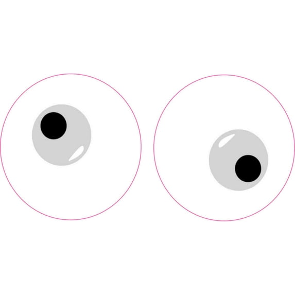4in x 2in Gray Goofy Eyes Funny Sticker Vinyl Sticker Cup Vehicle Decal