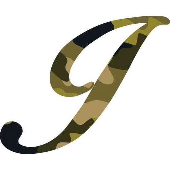 4in x 3in Camo Cursive I Monogram Sticker Fancy Vinyl Vehicle Cup Stickers