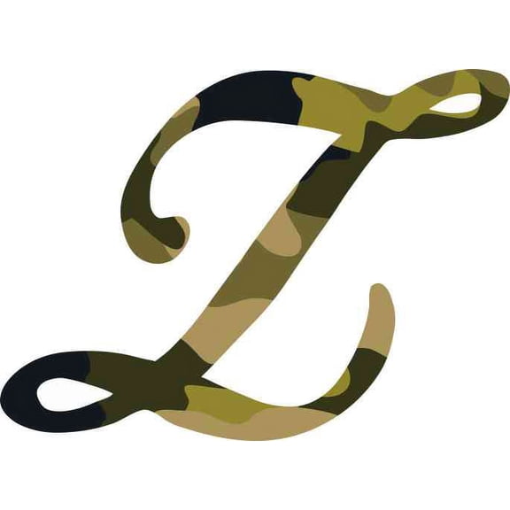 4in x 3in Camo Cursive Z Monogram Sticker Fancy Vinyl Car Cup Stickers
