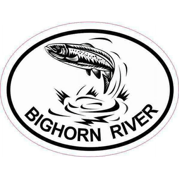 4in x 3in Oval Trout Bighorn River Sticker Car Luggage Fishing Stickers