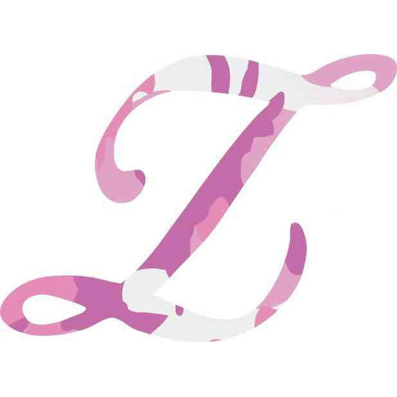 4in x 3in Pink Camo Cursive Z Monogram Sticker Fancy Vinyl Car Cup Stickers