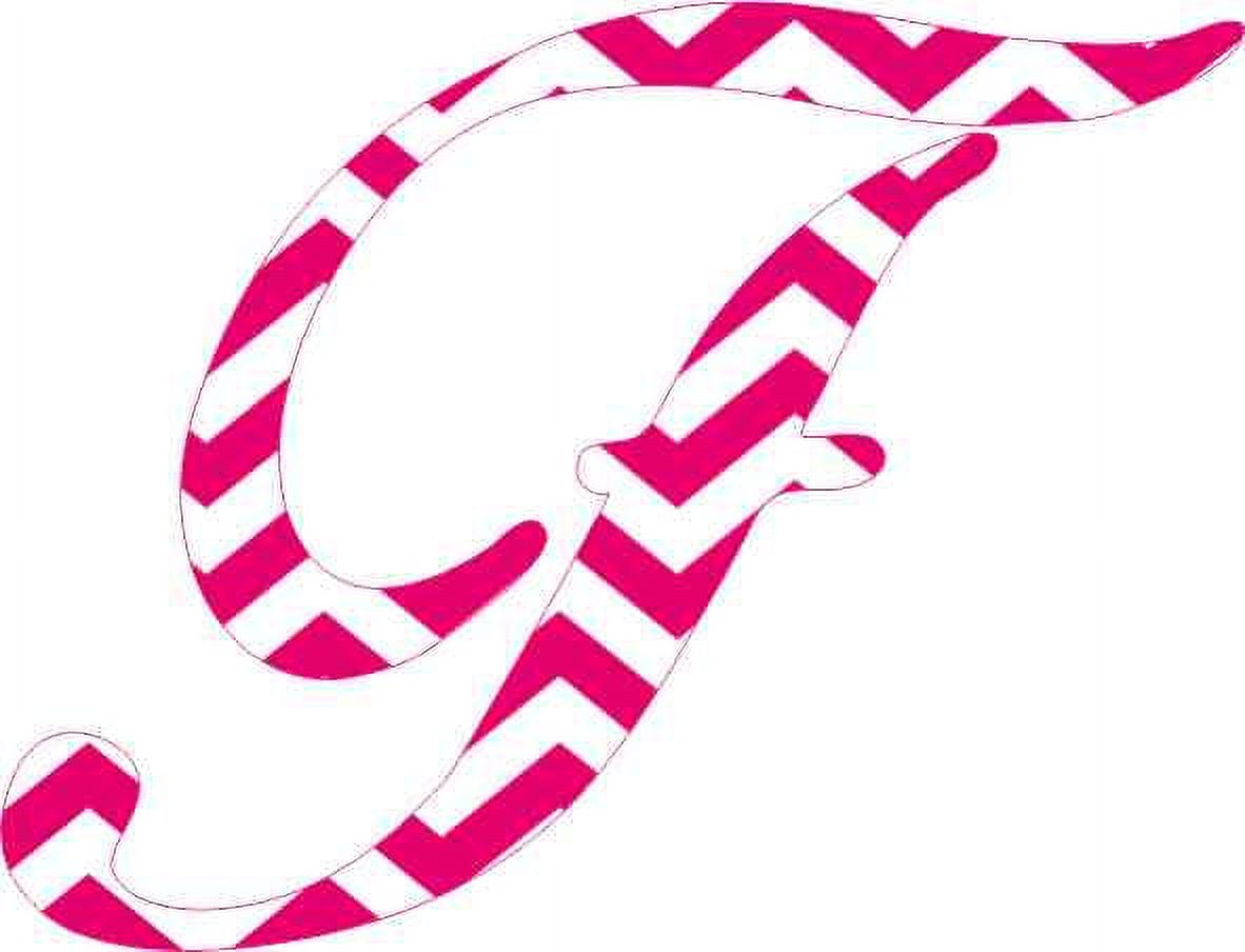 4in x 3in Pink Chevron Cursive F Monogram Sticker Vinyl Truck Car ...