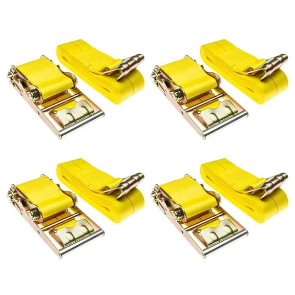 4in x 40' Heavy-Duty Ratchet Strap with Flat Hooks - 4 Pack