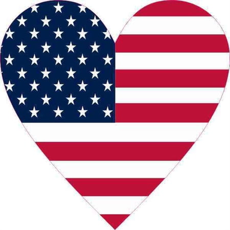 4in x 4in American Flag Heart Sticker