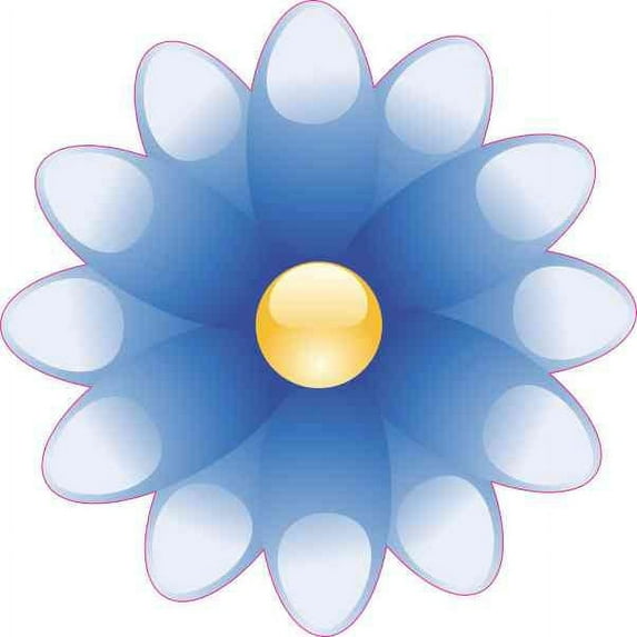 4in x 4in Blue Flower Sticker Vinyl Cup Decal Floral Car Bumper Stickers