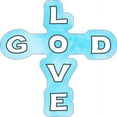 thumbnail image 1 of 4in x 4in Blue God Love Cross Sticker Christian Car Window Bumper Decal, 1 of 1