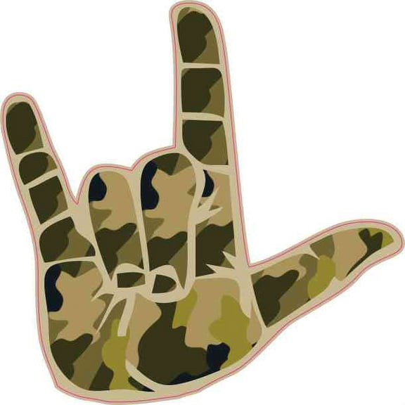 4in x 4in Camouflage ASL I Love You Sticker