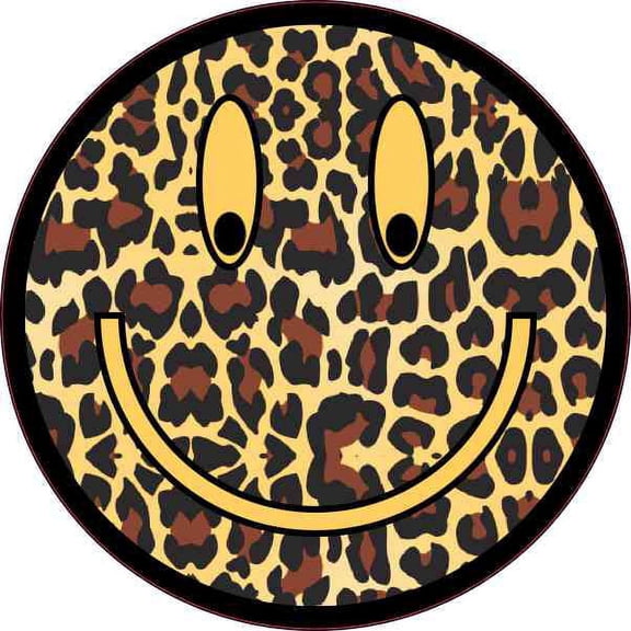 4in x 4in Cheetah Print Happy Face Sticker