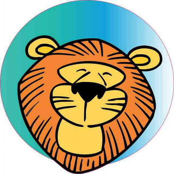 4in x 4in Circle Lion Sticker Vinyl Wild Animal Decal Vehicle Stickers