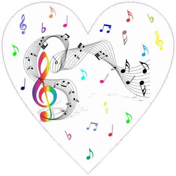 4in x 4in Music Heart Sticker