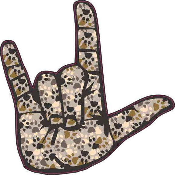 4in x 4in Paw Print ASL I Love You Sticker