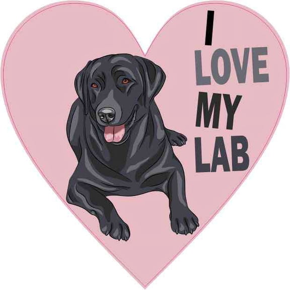 4in x 4in Pink Heart I Love My Lab Sticker