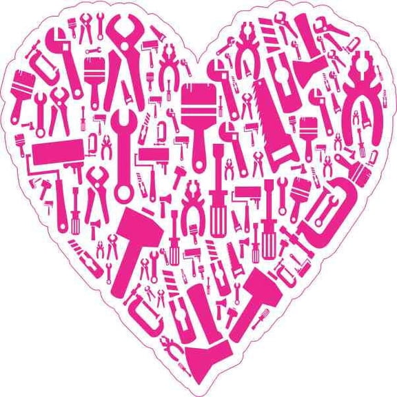 4in x 4in Pink Tool Heart Sticker Vinyl Cup Decal Hobby Bumper Stickers