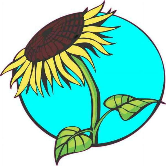 4in x 4in Teal Sunflower Sticker Vinyl Floral Vehicle Decal Cup Stickers