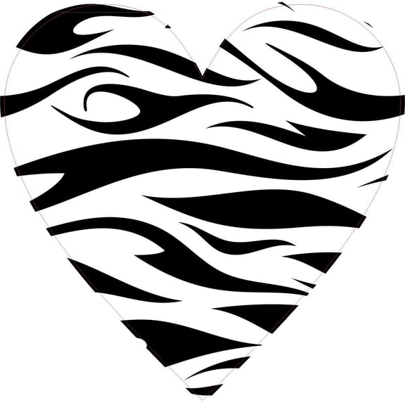 4in x 4in Zebra Print Heart Sticker Vinyl Vehicle Gas Cap Decal Stickers